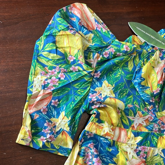 Farm Rio Star Fruit Puff Sleeve Midi Dress Size L NWT - Picture 15 of 15